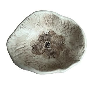 Dogwoods By Ellyn Handcrafted Pottery Trinket Dish Rare Unique Country Style